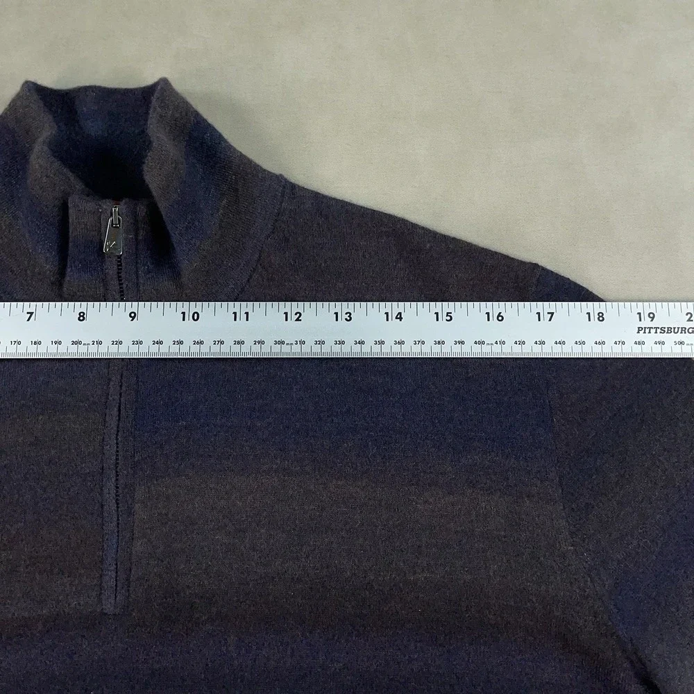 Isaia Cashmere Quarter Zip Sweater Mens Large Striped Long Sleeve Pullover Italy - Picture 12 of 15